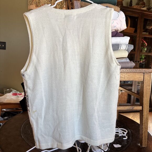 Alfred Dunner Vest Womens Medium Sweater Vest Zipper Ivory Embroidery - Picture 6 of 7